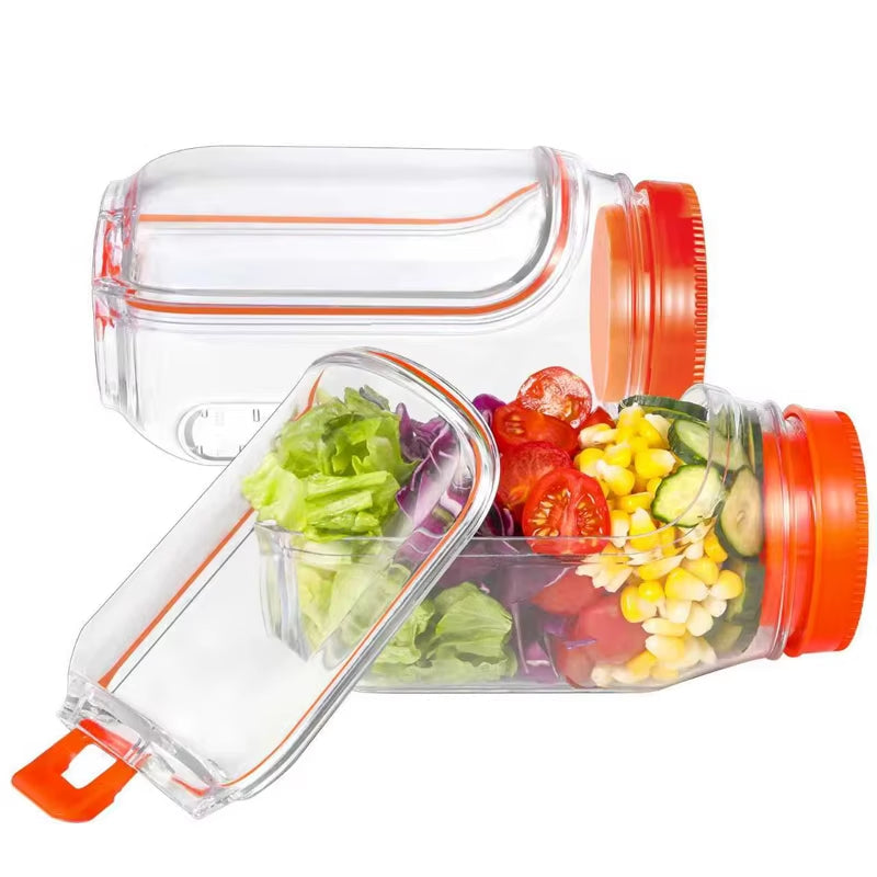 Leakproof Salad Box Plastic Salad Container with Side-Opening Cover Portable Breakfast Fruit Storage Box for Picnic Home Office