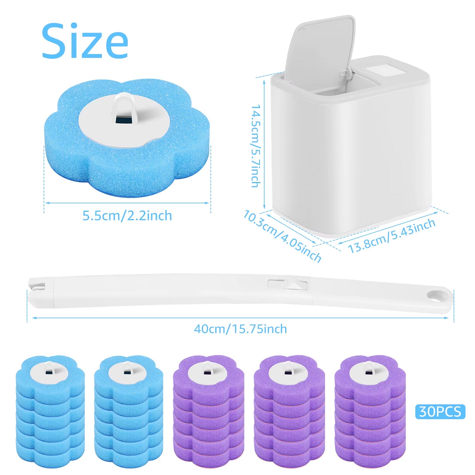 New Toilet Brush Disposable Replacement Head Cleaning Kit with Lengthened Handle Auto Lid Opening Toilet Bowl Cleaner Pad Kit