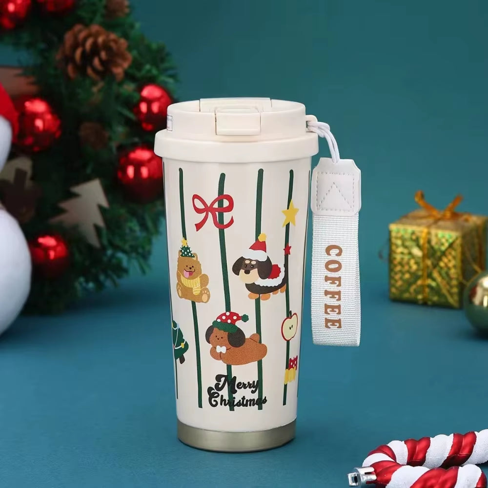 Christmas Thick Insulated Cup 316 Stainless Steel Thick Double Drinking Coffee Cup Couple Birthday Gift
