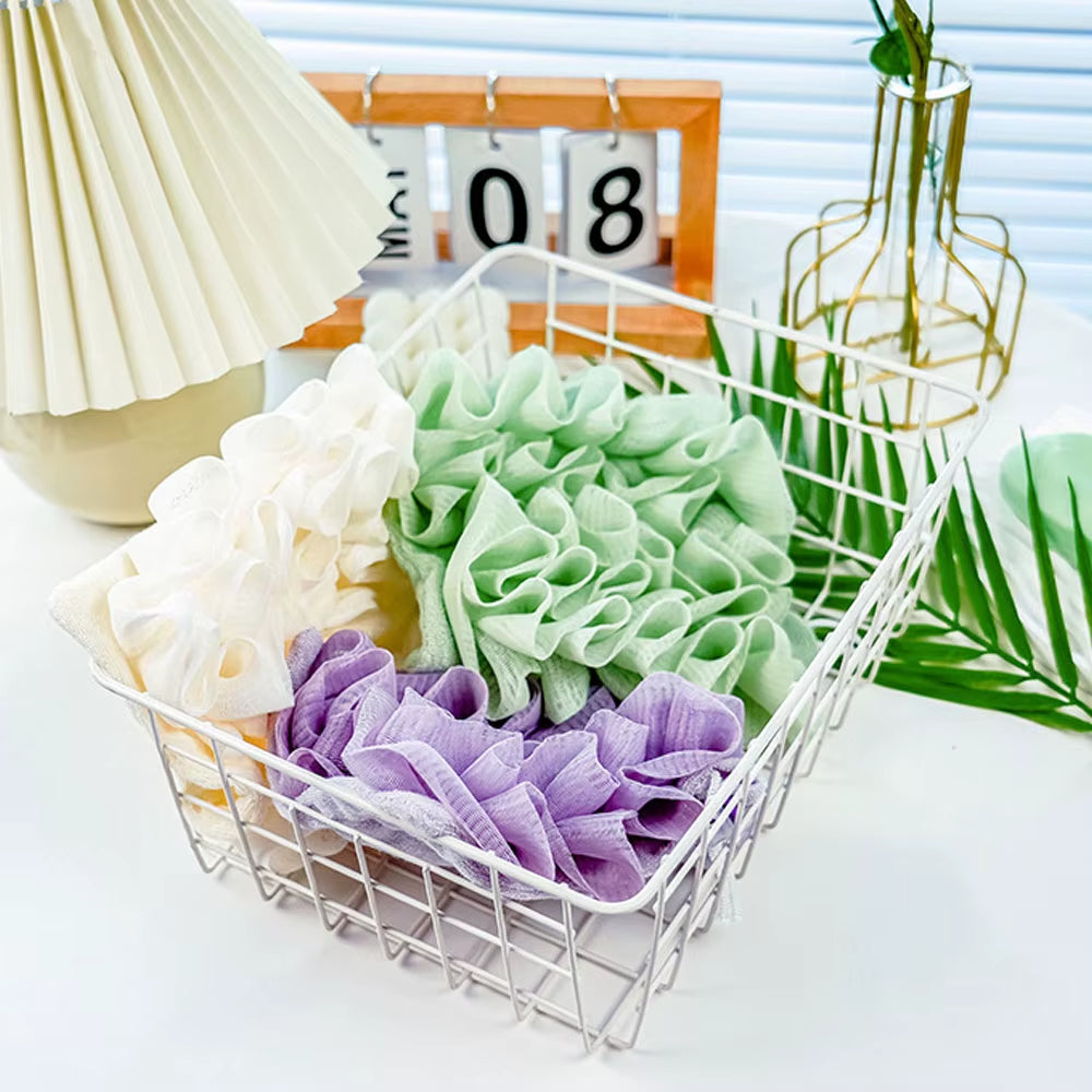 2-In-1 Bath Ball Towel Loofah with Drawstring Closure for Soap Soft Exfoliating Mesh Shower Sponge Skin Care Bathing Tool