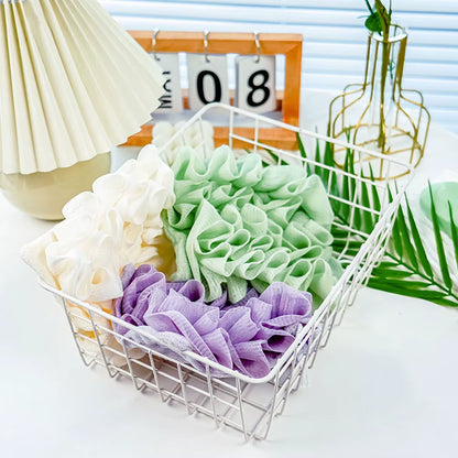 2-In-1 Bath Ball Towel Loofah with Drawstring Closure for Soap Soft Exfoliating Mesh Shower Sponge Skin Care Bathing Tool