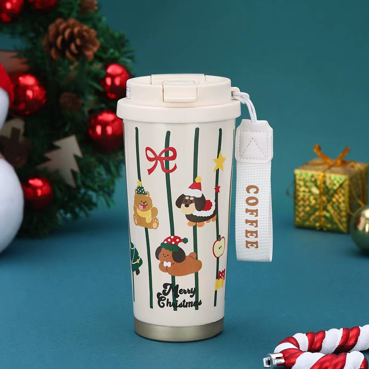 Christmas Thick Insulated Cup 316 Stainless Steel Thick Double Drinking Coffee Cup Couple Birthday Gift