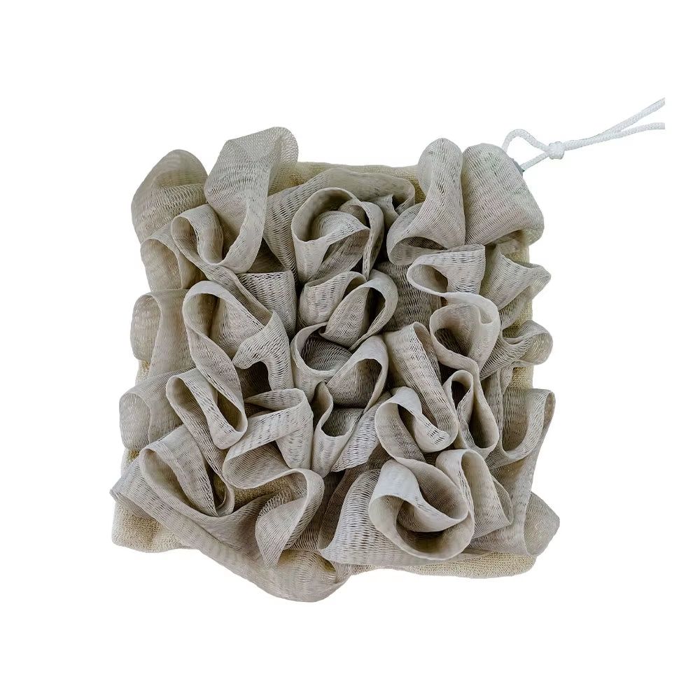 2-In-1 Bath Ball Towel Loofah with Drawstring Closure for Soap Soft Exfoliating Mesh Shower Sponge Skin Care Bathing Tool