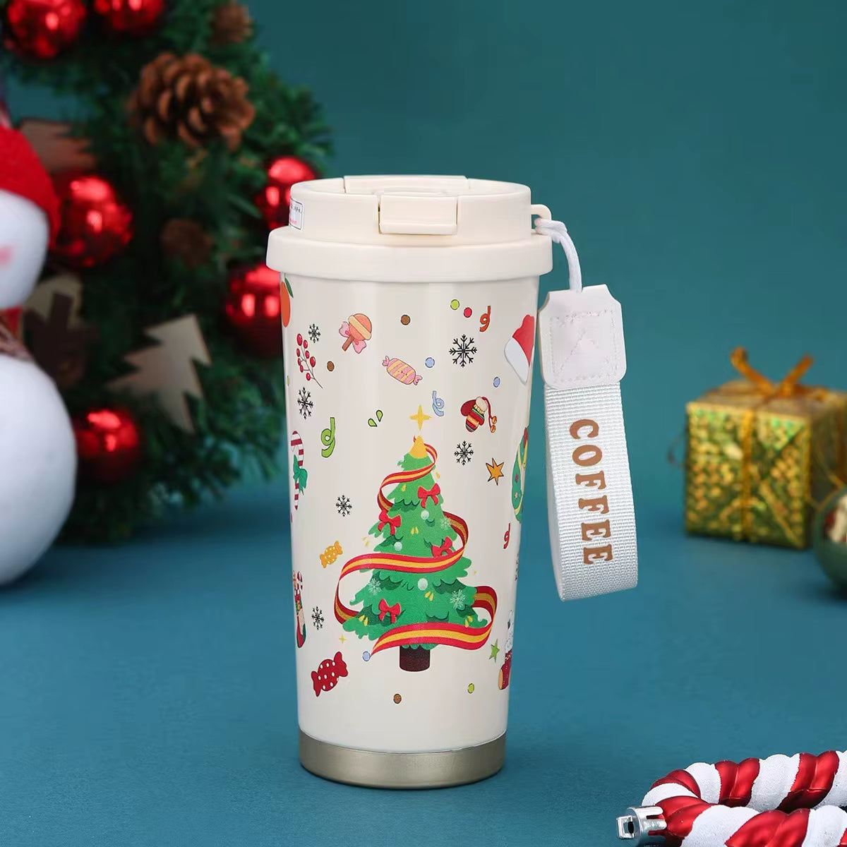 Christmas Thick Insulated Cup 316 Stainless Steel Thick Double Drinking Coffee Cup Couple Birthday Gift