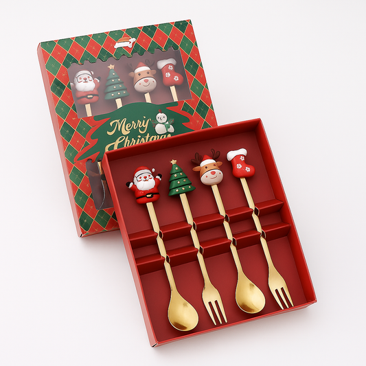 FestiveTable Christmas Spoon & Fork Set