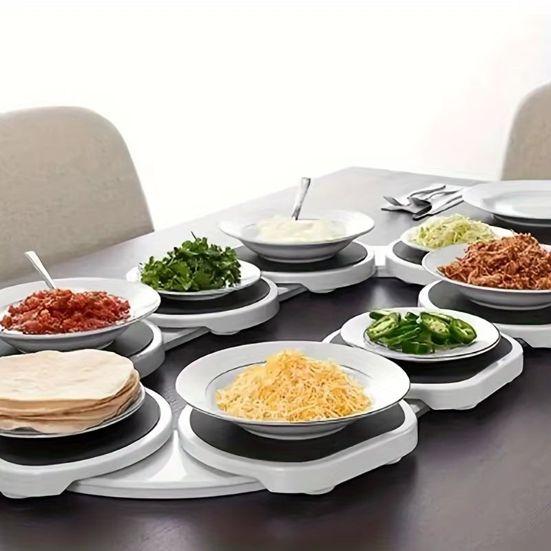 8Pcs Lazy Turntable Revolution - Portable Swivel Tray Expandable Dining Table Swivel Meal Tray, for Rectangular and Oval Tables.