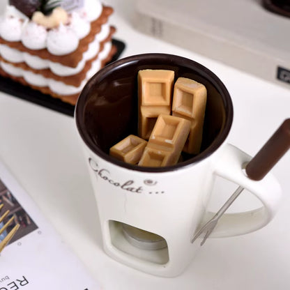 Fondue Mug Set Personal Mini Fondue Pots Chocolate Cheese Ice Cream Fondue Maker Kit Individual Butter Melter Cup Small Warmer